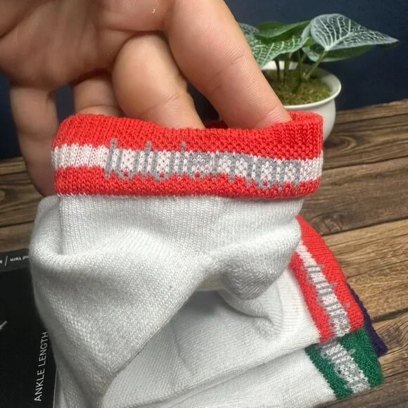 NWT Lululemon Men's Daily Stride Ankle Socks 5 Pack Size XL (White/Rainbow) - Picture 8 of 10